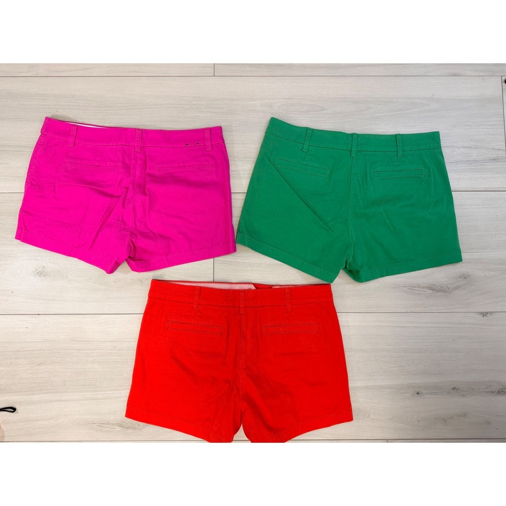 J.Crew Shorts Bundle Women Sz 10 Chino 3" Red Green Pink Preppy Summer Coastal - Picture 2 of 8